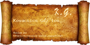 Kovacsics Gálos névjegykártya